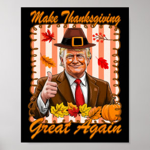 Poster Citrouille Trump drôle faire Thanksgiving Great Ag