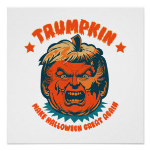 Poster citrouille trump rend halloween grand encore drôle