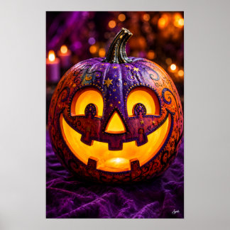 Poster Citrouille Verseuse de Lanterne Brillante