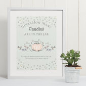 Poster Citrouille Vert Combien de Candies Baby shower Jeu