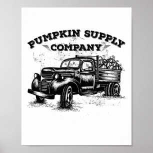 Poster Citrouille Vieux Camion Vintage Antique Automne Sa