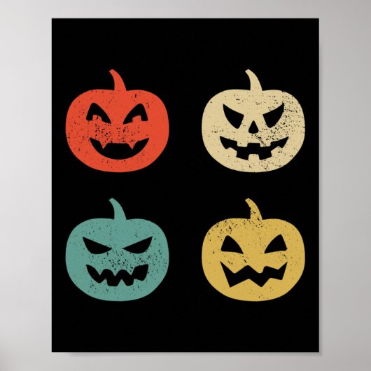 Poster Citrouille vintage Amusants Halloween Retro Cadeau (Devant)