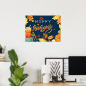 Poster Citrouilles bons thanksgivings, baies et Feuilles (Bureau à domicile)