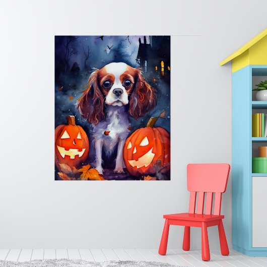 Poster Citrouilles Cavalier King Charles Spaniel Hallowee (Pépinière 1)