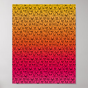 Poster Citrouilles colorés éffrayants - Motif d'Halloween