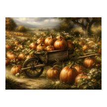 Citrouilles dans une brouette en bois