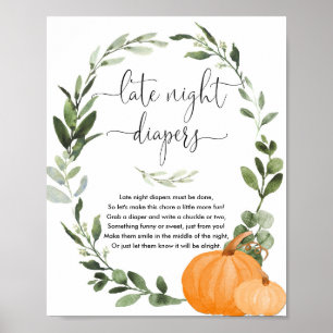 Poster Citrouilles d'automne Late nuit couches jeu baby s