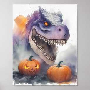 Poster Citrouilles de Dinosaur Halloween