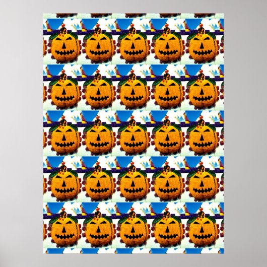 Poster Citrouilles de fleurs et sorcières (Devant)