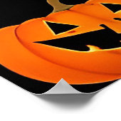 Poster Citrouilles d'Halloween de chat noir mignon effray (Coin)