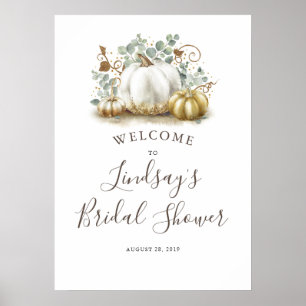 Poster Citrouilles dorées et blanches Mariage automnal Bi