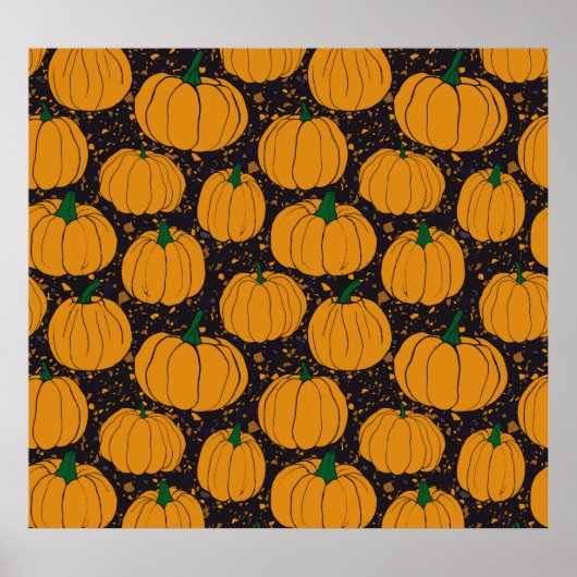 Poster Citrouilles du Terrazzo, motif vintage de l'automn (Devant)