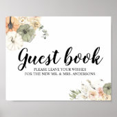 Poster Citrouilles et fleurs d'aquarelle modernes (Devant)