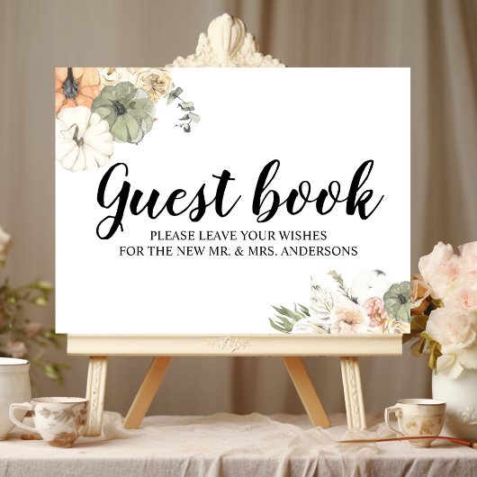 Poster Citrouilles et fleurs d'aquarelle modernes