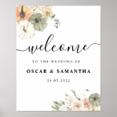 Poster Citrouilles et fleurs d'aquarelle modernes (Devant)