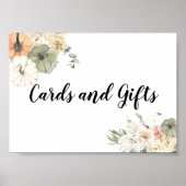 Poster Citrouilles et fleurs d'aquarelle modernes (Devant)