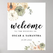 Poster Citrouilles et fleurs d'aquarelle modernes (Devant)