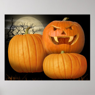 Poster Citrouilles et Jack-o'-lantern de Halloween