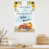 Poster Citrouilles mignons en Camion Automne | Baby showe (Cuisine)