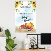 Poster Citrouilles mignons en Camion Automne | Baby showe (Bureau à domicile)