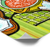 Poster Citrouilles, Soupe et Fond Rayé (Coin)