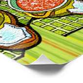 Poster Citrouilles, Soupe et Fond Rayé Brillant (Coin)