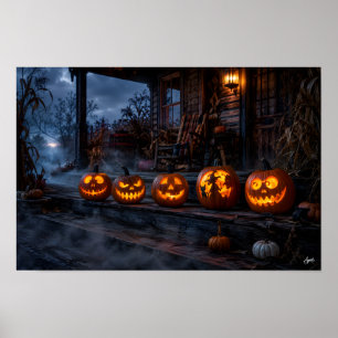 Poster Citrouilles sur un Porche