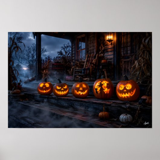 Poster Citrouilles sur un Porche (Devant)