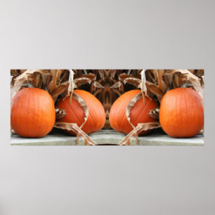 Poster Citrouilles Tiges de Maïs Séchées Miroir Abstrait