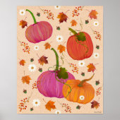 Poster Citrouilles Whimsical Automne Feuilles Aquarelle A (Devant)