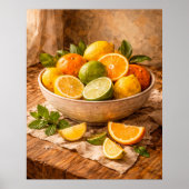 Poster Citrus Bowl Still Life a Warm Rustic Kitchen (Devant)
