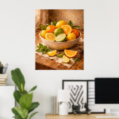 Poster Citrus Bowl Still Life a Warm Rustic Kitchen (Bureau à domicile)