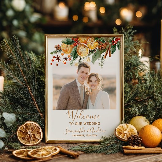 Poster Citrus Christmas winter wedding welcome