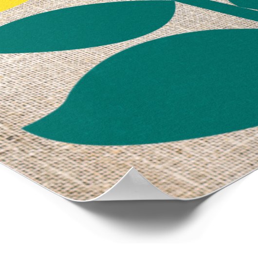 Poster Citrus citron Branche vert jaune Abstrait (Coin)