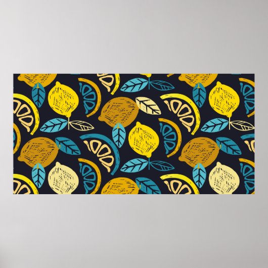 Poster Citrus citron citron doodé main dessiné motif back (Devant)