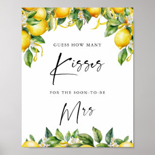 Poster Citrus citron moderne combien de baisers douche nu