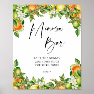 Poster Citrus douche nuptiale Mimosa Bar Signal
