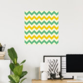 Poster Citrus et Lime Chevron Zigzags Jaune Vert (Bureau à domicile)