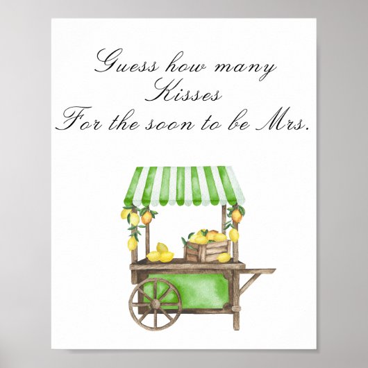 Poster Citrus - How many kisses bridal shower game (Devant)
