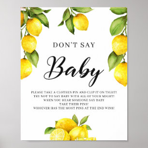 Poster Citrus Lemons à la mode ne pas dire Baby Game Sign