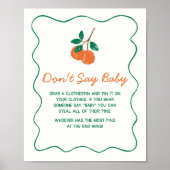 Poster Citrus Little Cutie Baby shower Ne pas dire bébé (Devant)