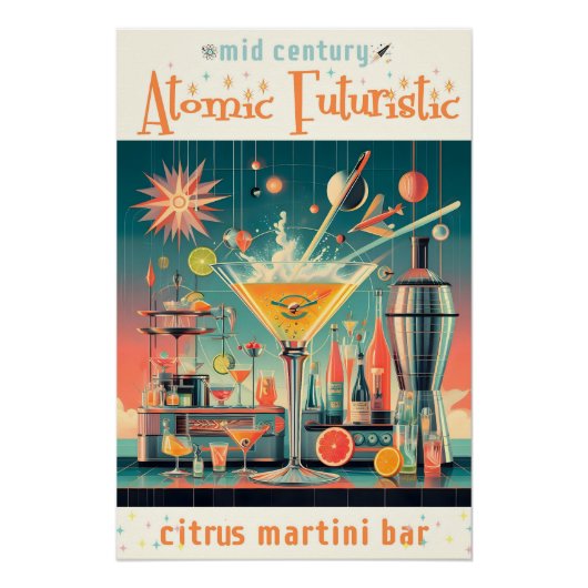 Poster Citrus Martini Bar Futuriste Atomique du milieu du (Devant)