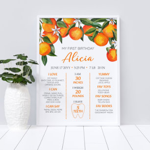 Poster Citrus Orange 1er anniversaire Jalon