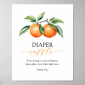 Poster Citrus Orange Baby shower Diaper Raffin Jeu (Devant)