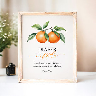 Poster Citrus Orange Baby shower Diaper Raffin Jeu