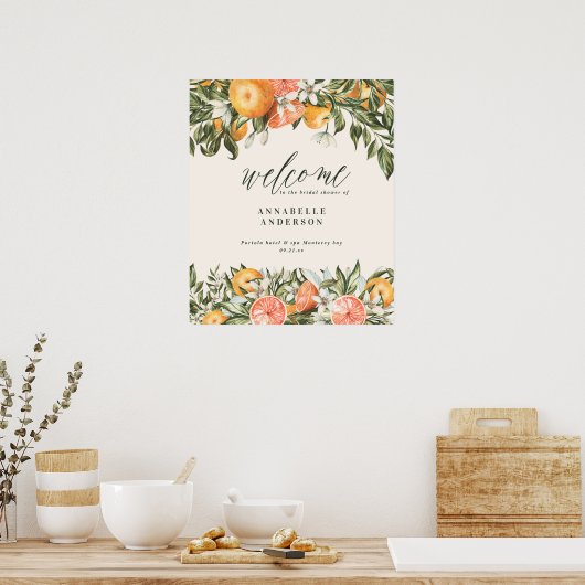 Poster Citrus orange botanique moderne rustique message d (Cuisine)