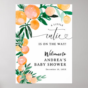 Poster Citrus Orange Little Cutie Baby Shower 20x28inch