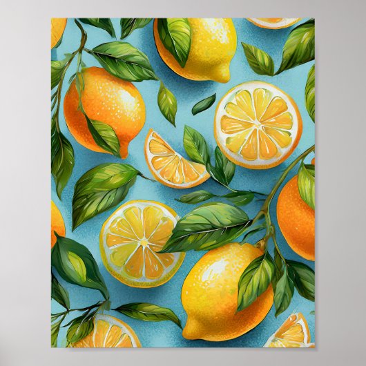 Poster Citrus Sourires Citron Art Imprimer (Devant)