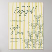 Poster Citrus Yellow Champagne Tower Engagement Welcome (Devant)