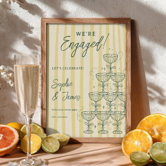 Poster Citrus Yellow Champagne Tower Engagement Welcome